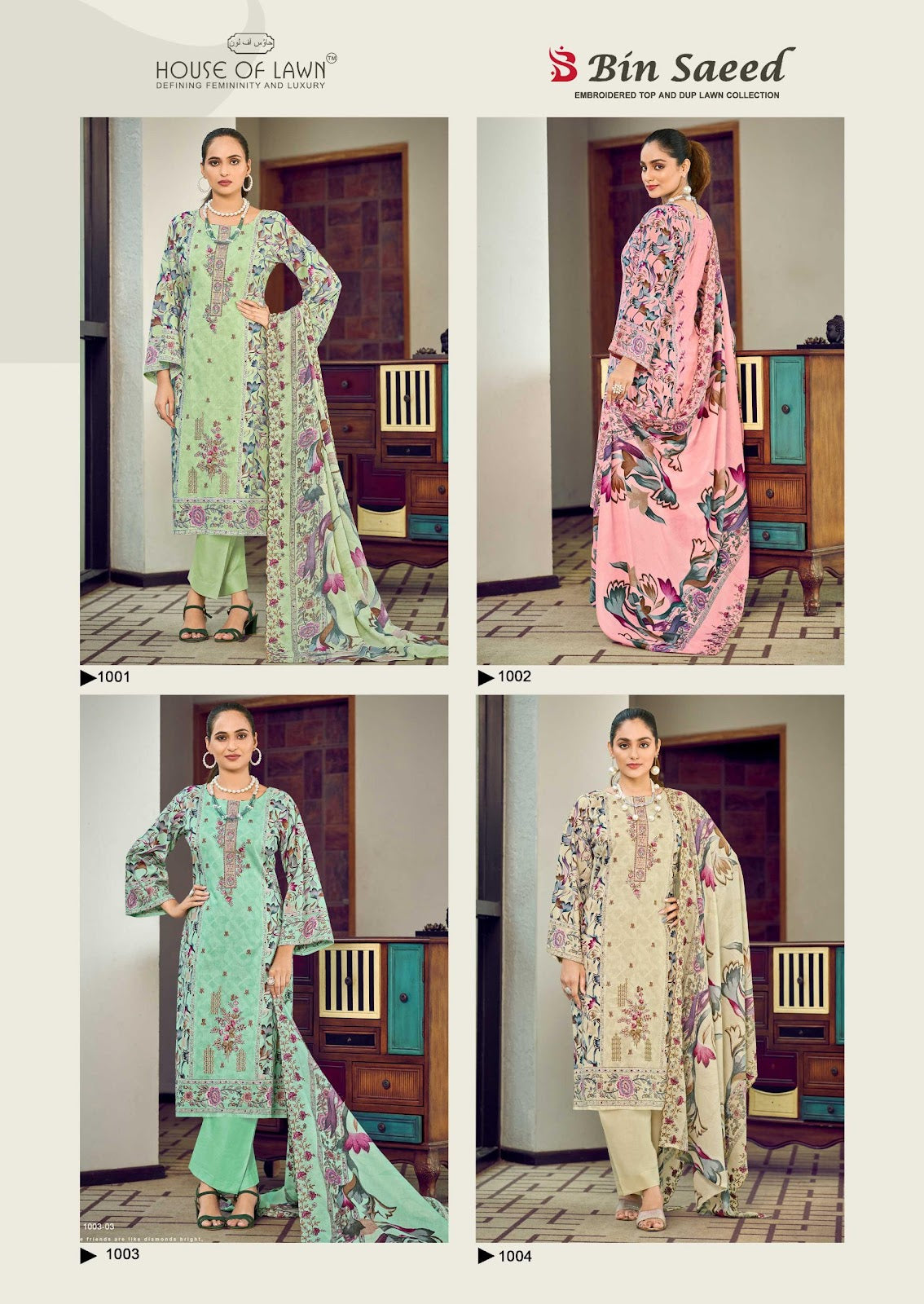 New Bin Saeed House Of Lawn Cotton Karachi Salwar Suits Supplier