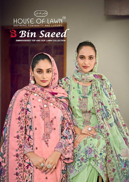 New Bin Saeed House Of Lawn Cotton Karachi Salwar Suits Supplier