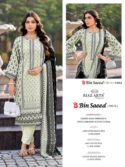 New Bin Saeed Vol 16 Riaz Art Cambric Lawn Karachi Salwar Suits Wholesale Price