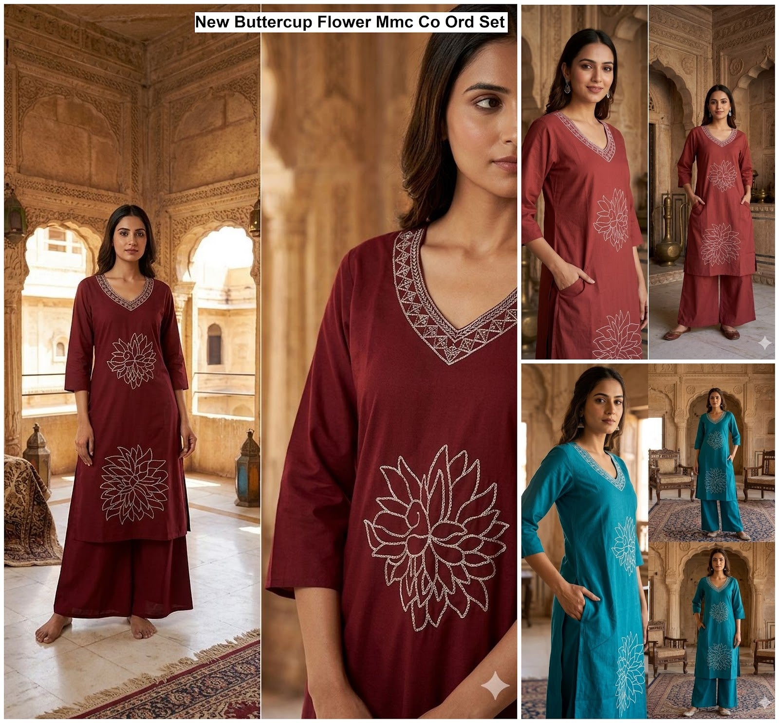 New Buttercup Flower Mmc Dhabu Cotton Co Ord Set Wholesaler