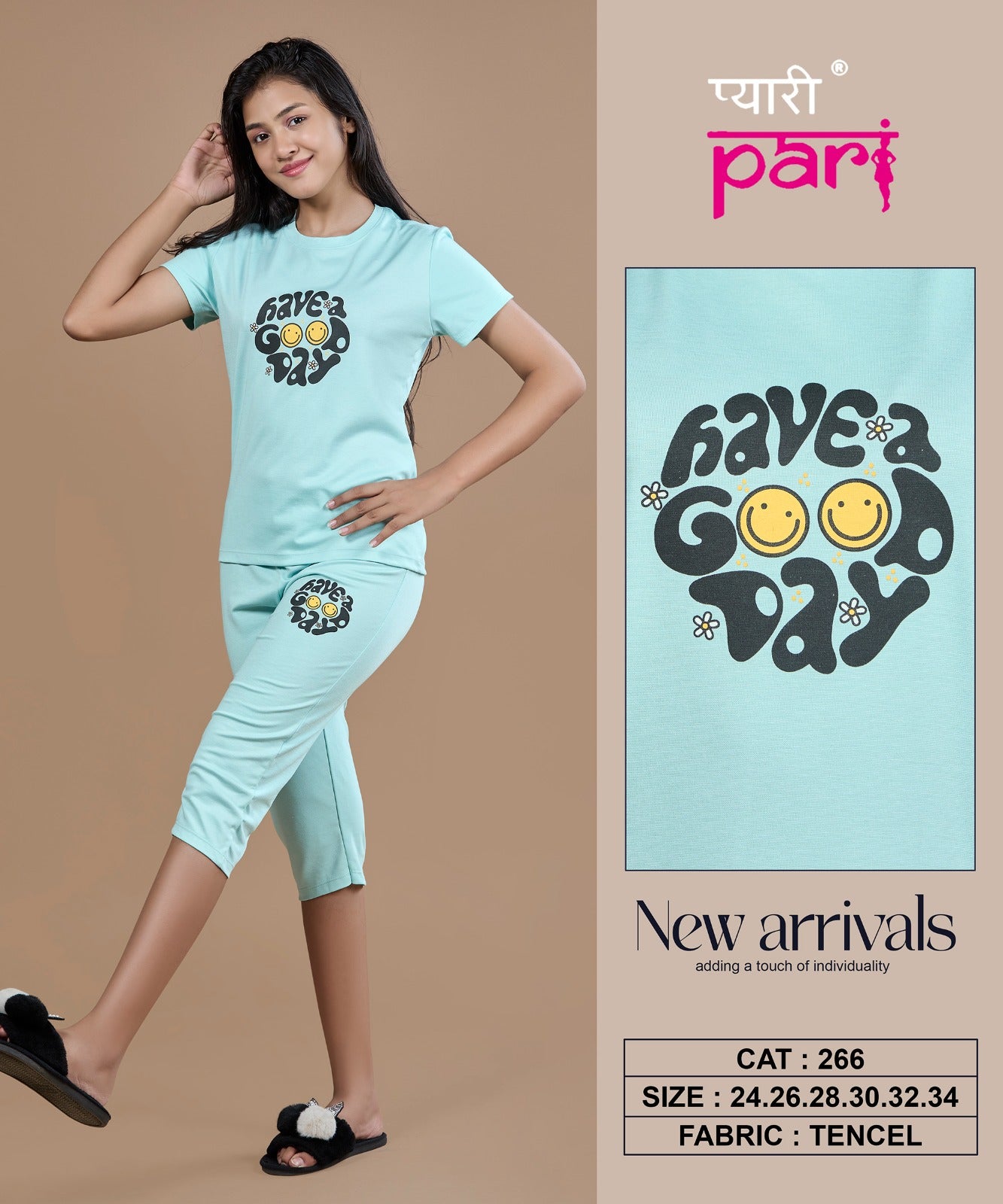 New Cat 266 Pyari Pari Lycra Tencil Girls Capri Night Suits Manufacturer Ahmedabad