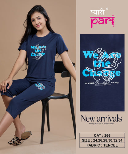 New Cat 266 Pyari Pari Lycra Tencil Girls Capri Night Suits Manufacturer Ahmedabad