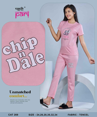 New Cat 269 Pyari Pari Tencil Lycra Girls Co Ord Set Exporter