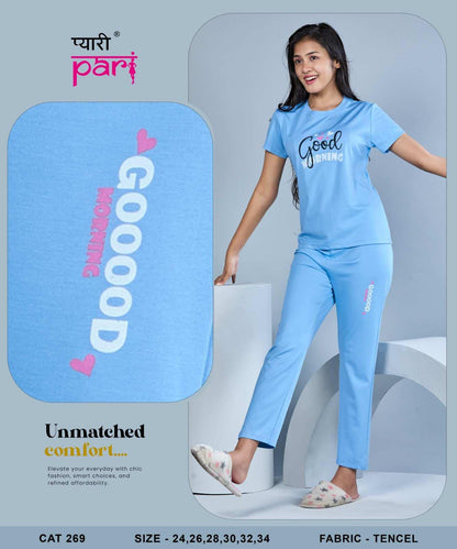 New Cat 269 Pyari Pari Tencil Lycra Girls Co Ord Set Exporter