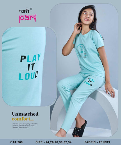 New Cat 269 Pyari Pari Tencil Lycra Girls Co Ord Set Exporter