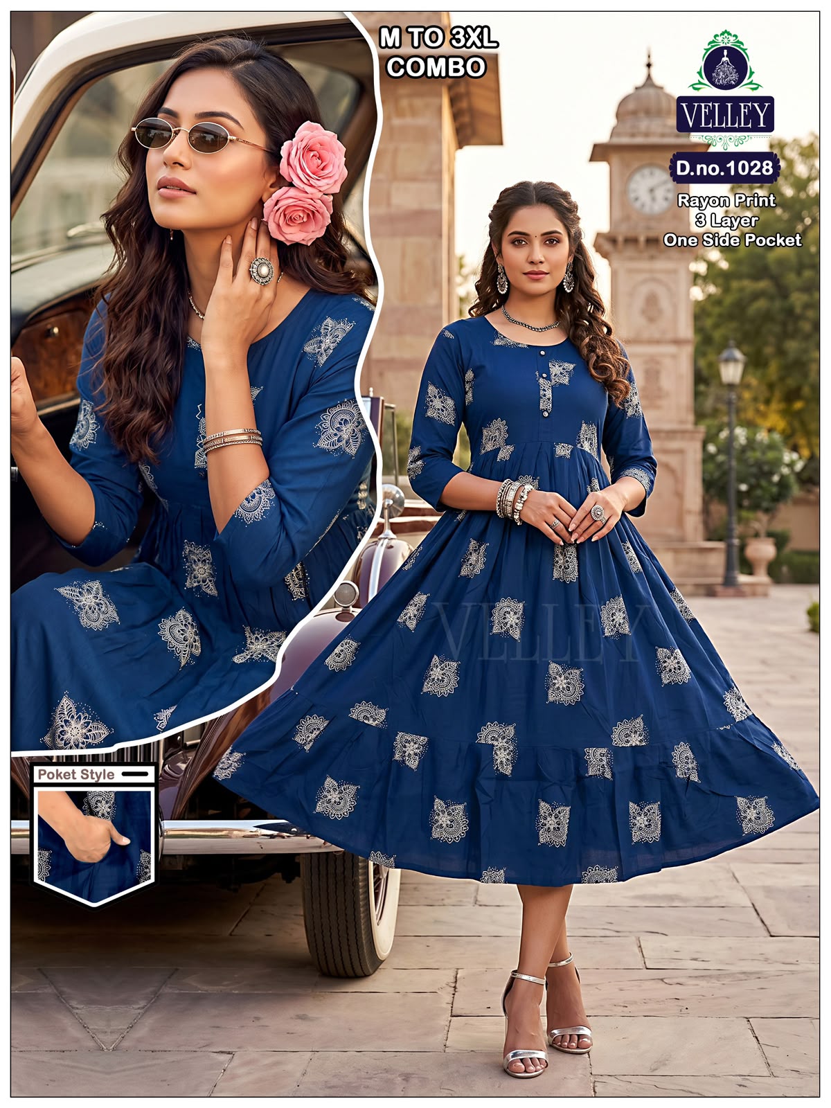 New Colors 3 Layers 2909 Velley Rayon Anarkali Kurtis Supplier