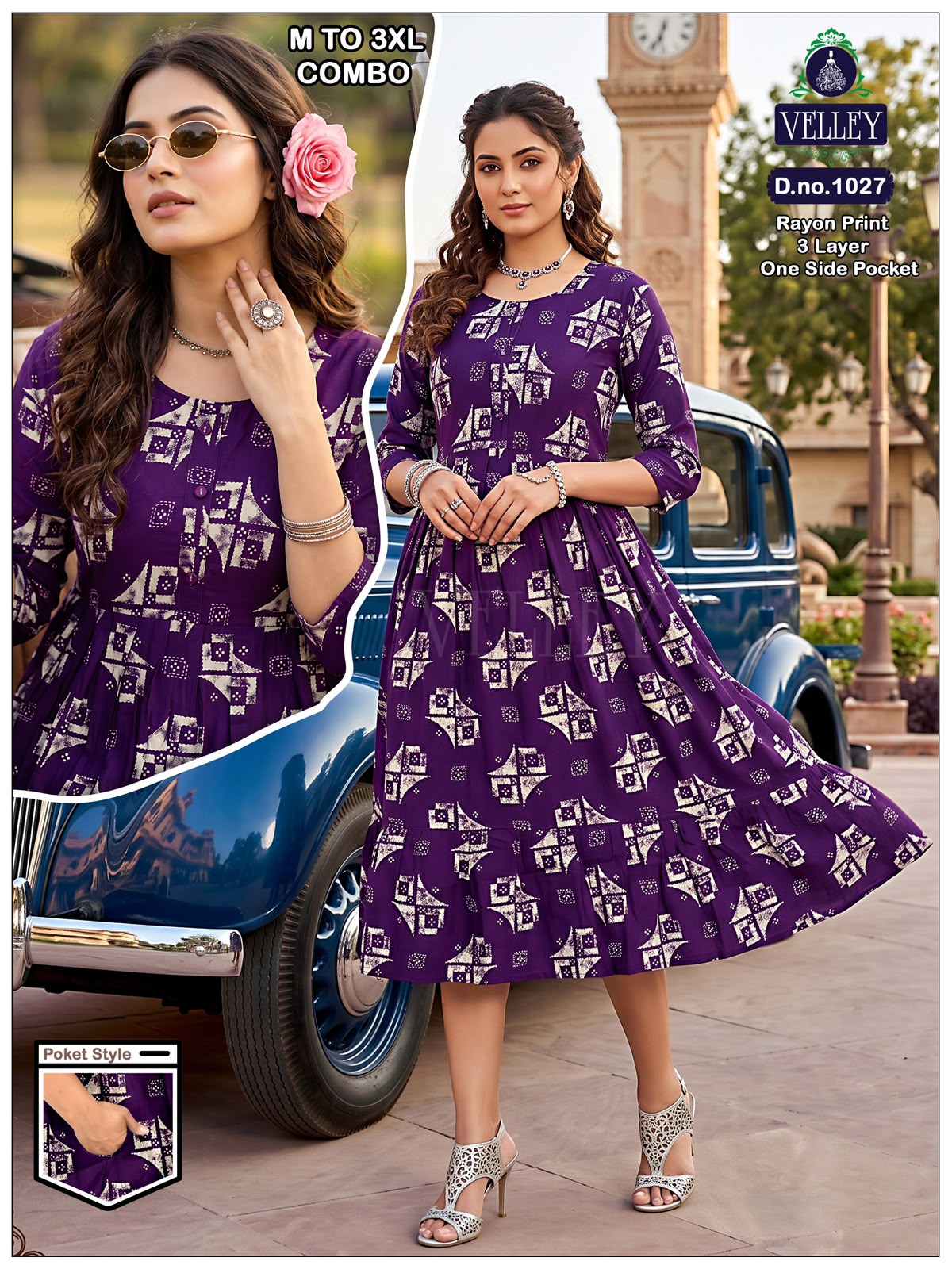 New Colors 3 Layers 2909 Velley Rayon Anarkali Kurtis Supplier