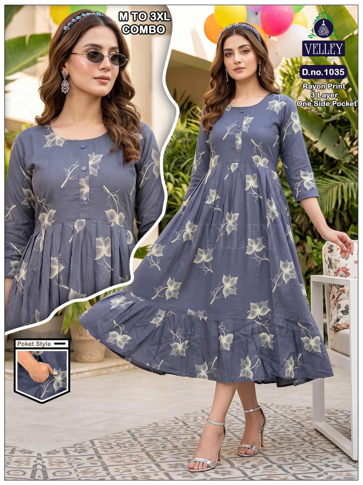 New Colors 3 Layers 2909 Velley Rayon Anarkali Kurtis Supplier