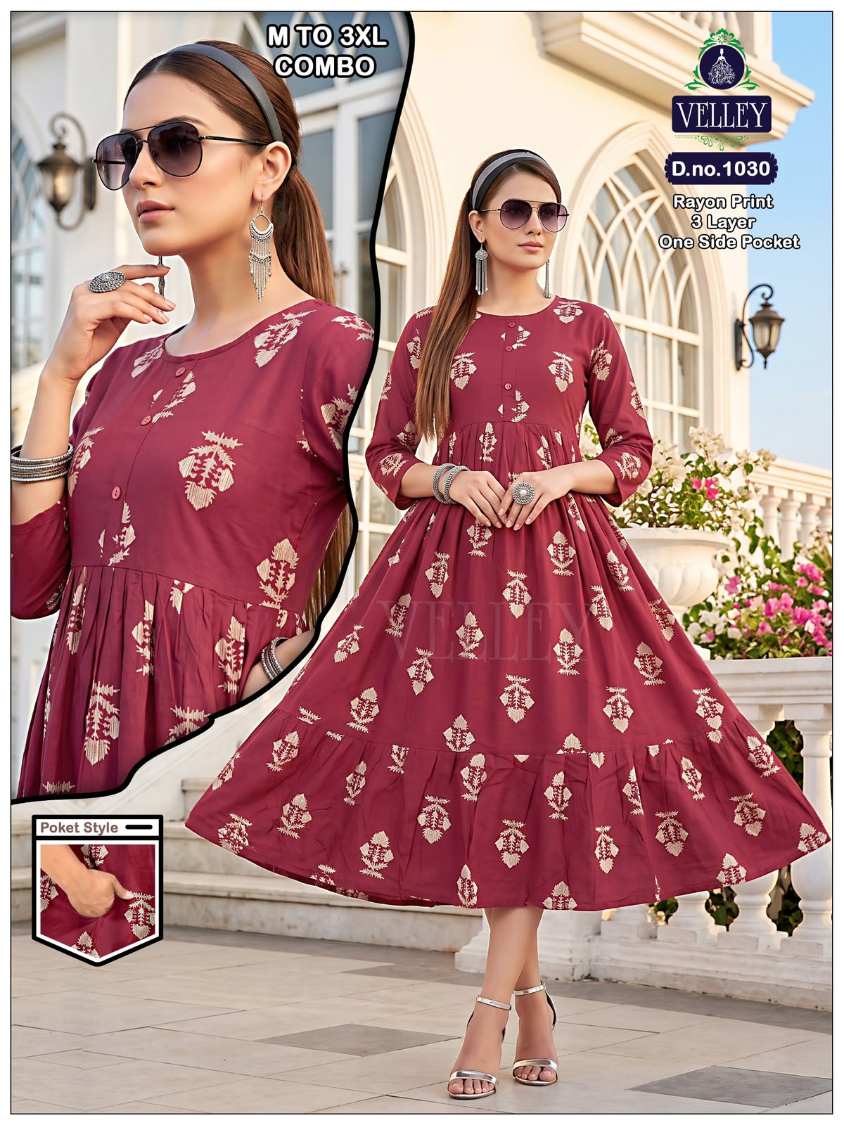 New Colors 3 Layers 2909 Velley Rayon Anarkali Kurtis Supplier