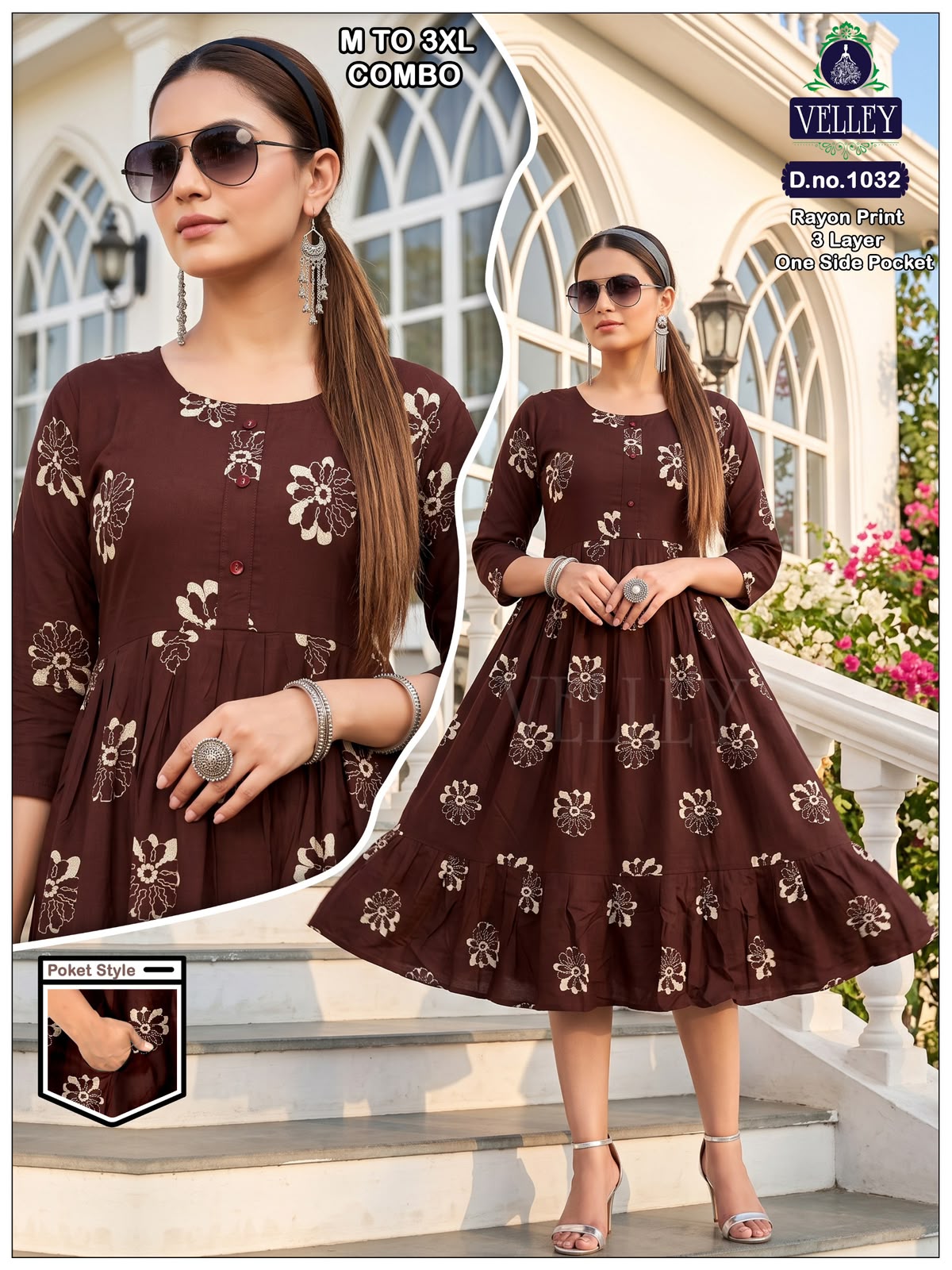 New Colors 3 Layers 2909 Velley Rayon Anarkali Kurtis Supplier