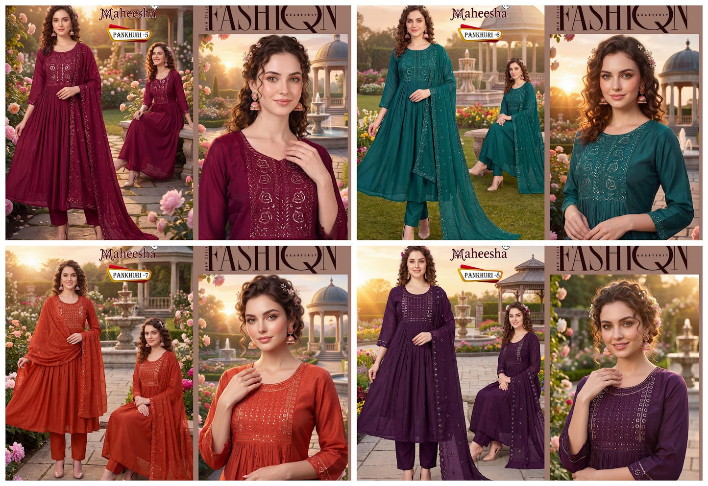 New Colors Pankhuri Maheesha Chanderi Readymade Anarkali Suits Supplier