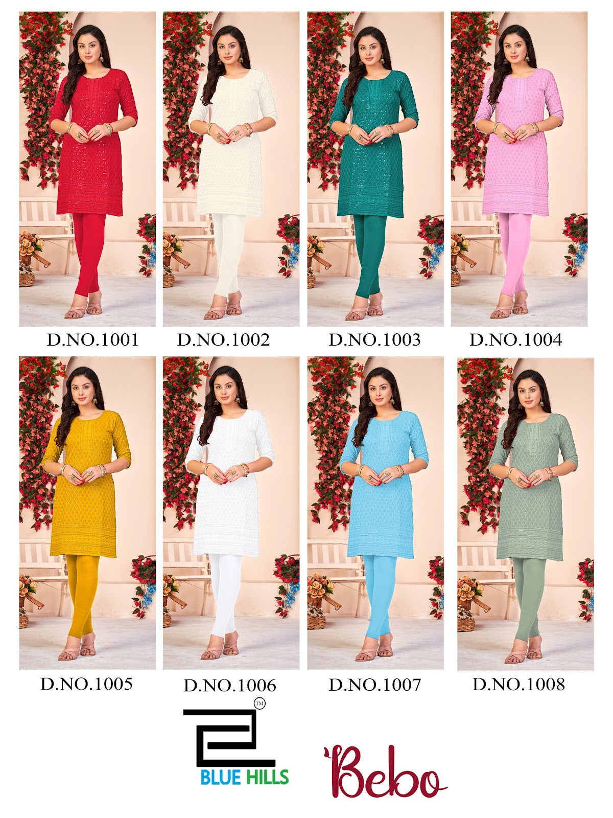 New Colors Bebo Blue Hills Rayon Knee Length Kurtis Supplier