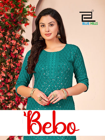New Colors Bebo Blue Hills Rayon Knee Length Kurtis Supplier