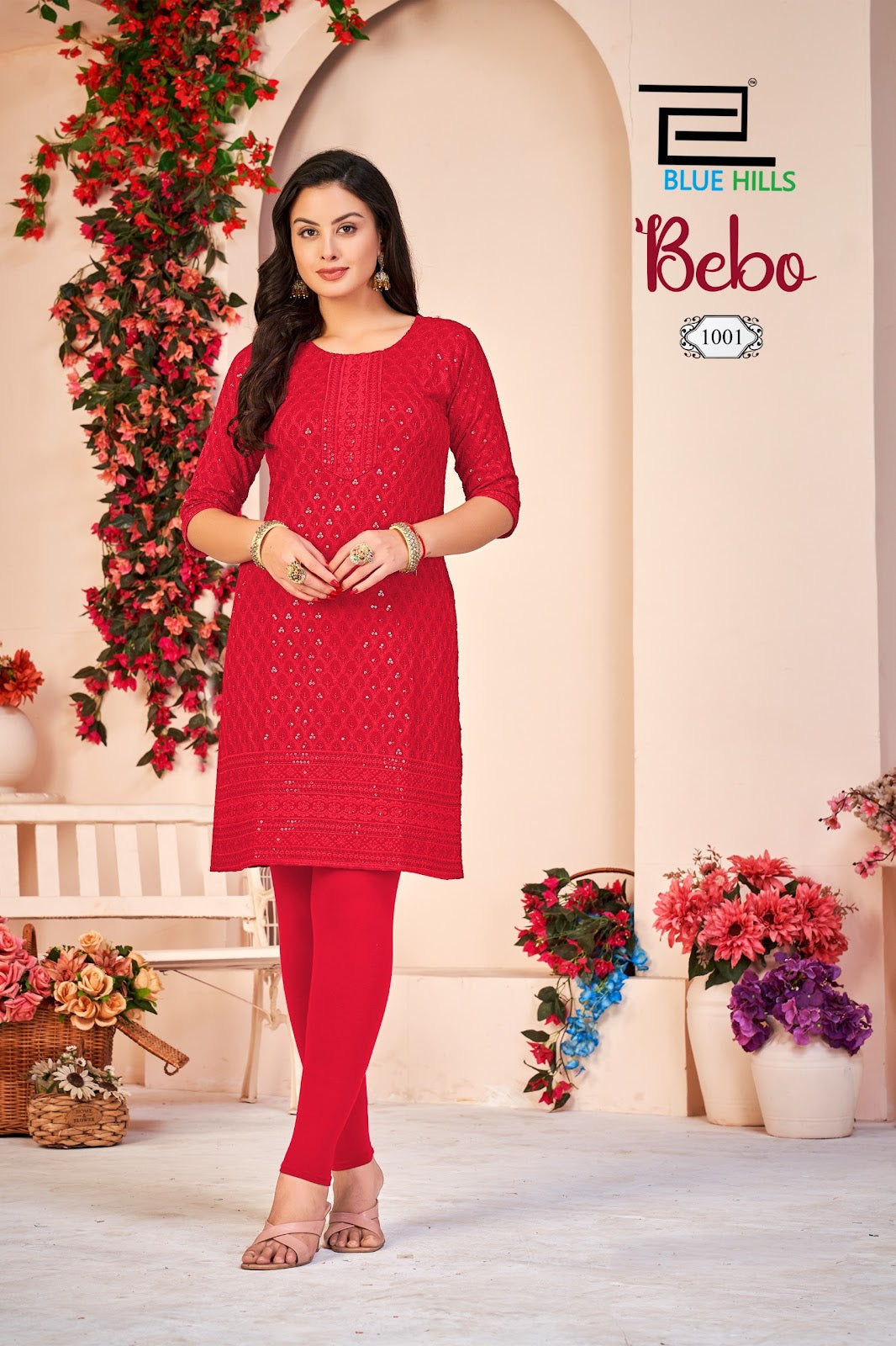 New Colors Bebo Blue Hills Rayon Knee Length Kurtis Supplier