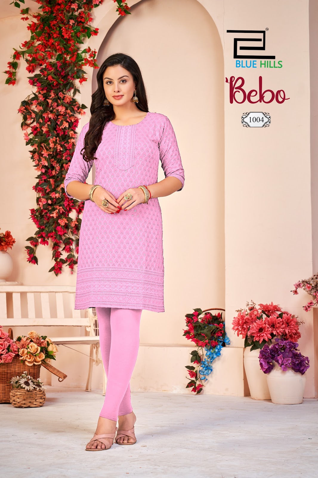 New Colors Bebo Blue Hills Rayon Knee Length Kurtis Supplier