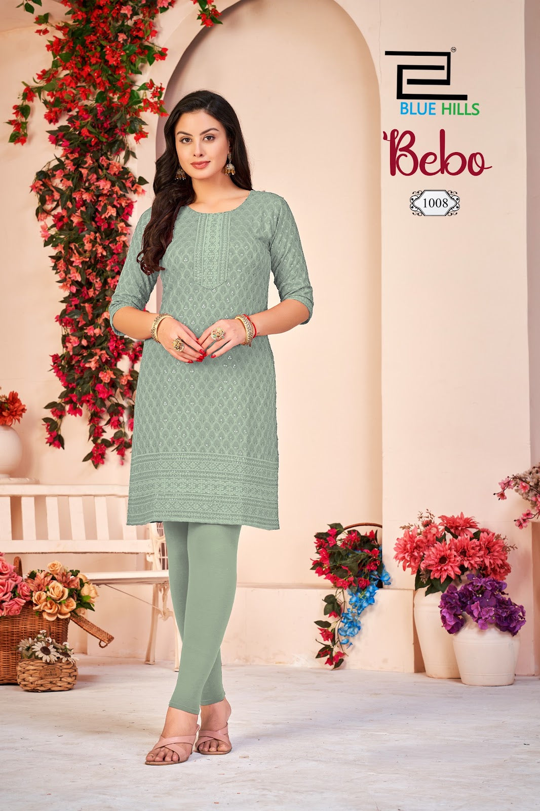 New Colors Bebo Blue Hills Rayon Knee Length Kurtis Supplier
