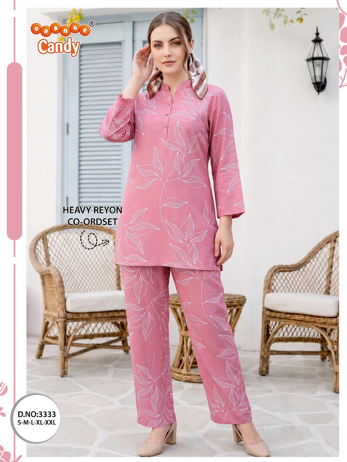 New Colors Design 3333 Orange Candy Rayon Co Ord Set Exporter Gujarat