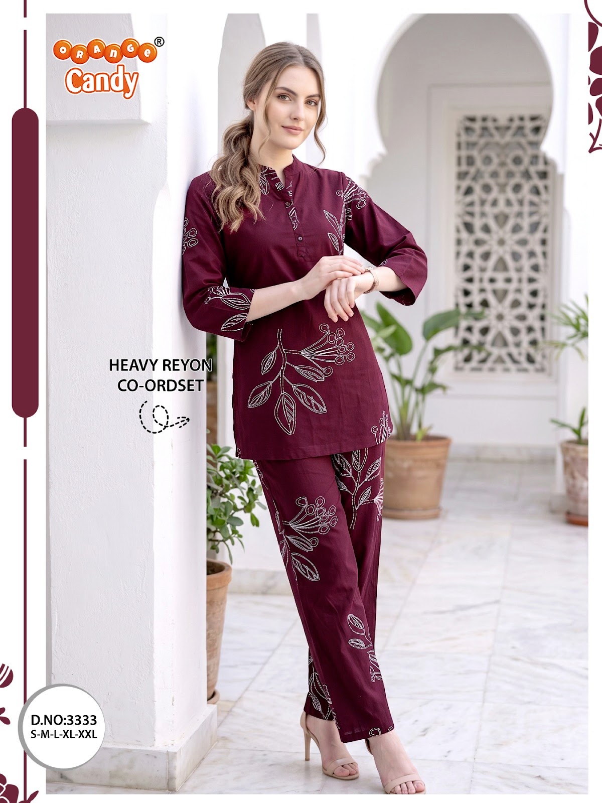 New Colors Design 3333 Orange Candy Rayon Co Ord Set Exporter Gujarat