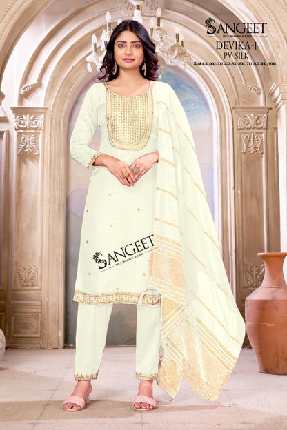 New Colors Devika Sangeet Pv Silk Readymade Pant Style Suits Wholesaler Ahmedabad