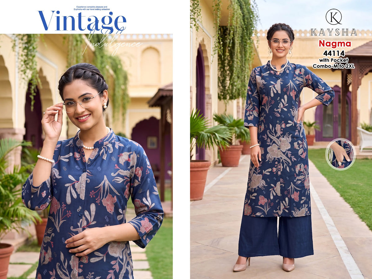 New Colors Nagma Kysa Vertican Kurti Plazzo Set Wholesaler Ahmedabad
