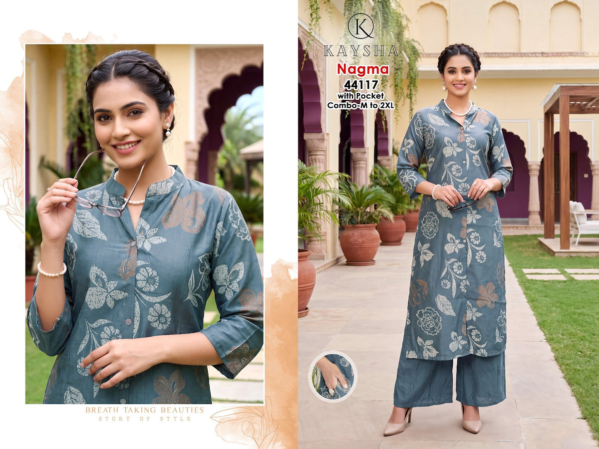 New Colors Nagma Kysa Vertican Kurti Plazzo Set Wholesaler Ahmedabad