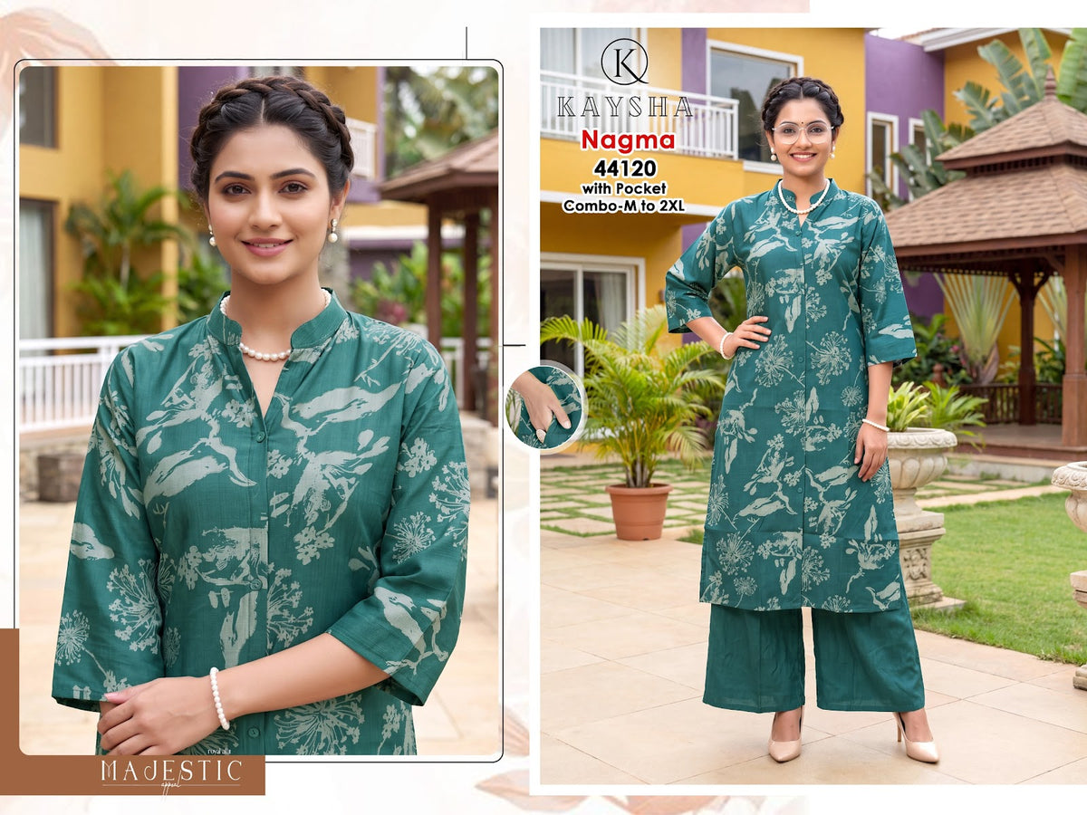 New Colors Nagma Kysa Vertican Kurti Plazzo Set Wholesaler Ahmedabad