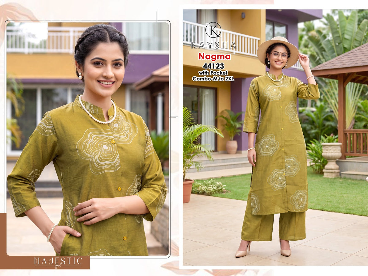 New Colors Nagma Kysa Vertican Kurti Plazzo Set Wholesaler Ahmedabad
