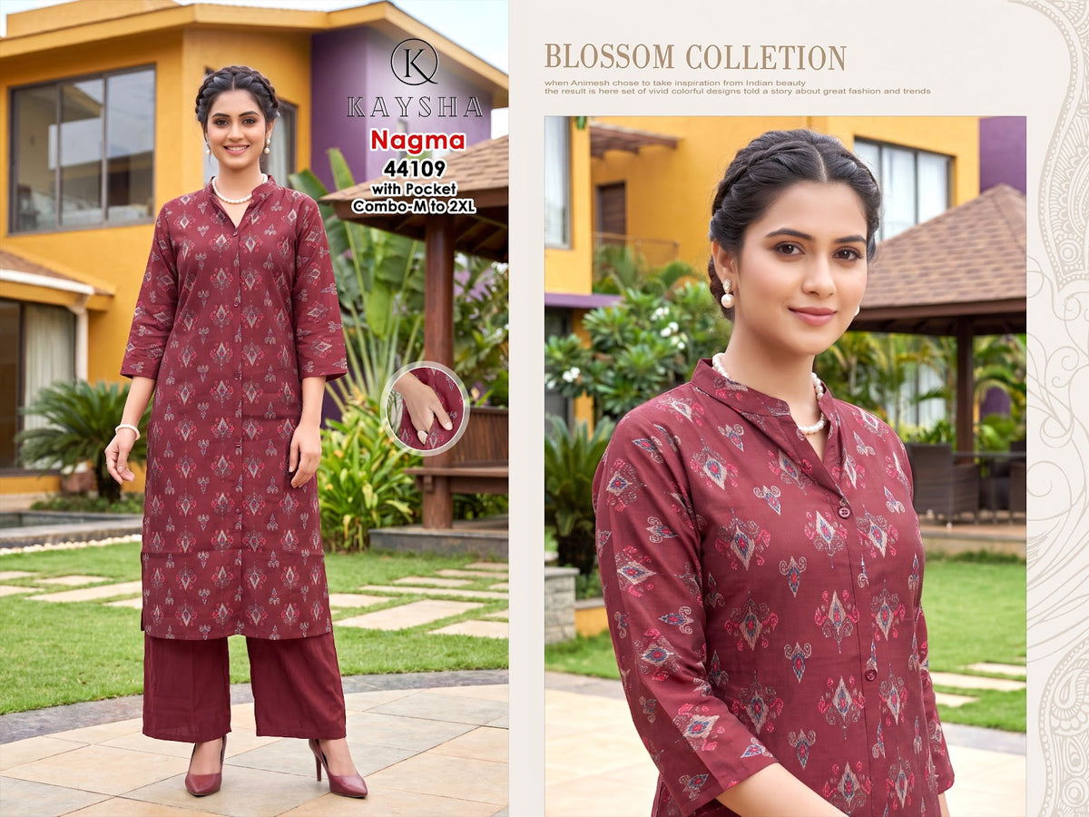 New Colors Nagma Kysa Vertican Kurti Plazzo Set Wholesaler Ahmedabad