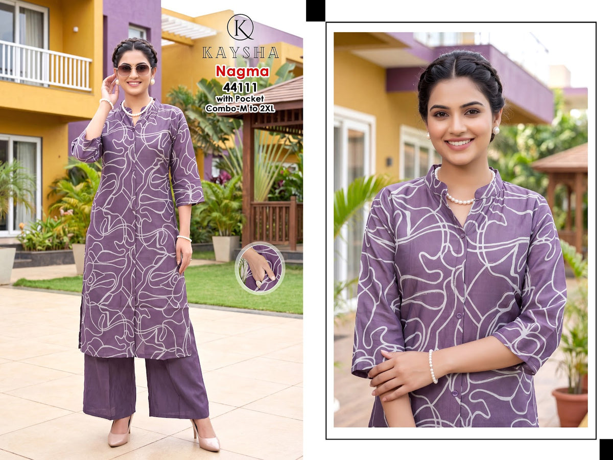 New Colors Nagma Kysa Vertican Kurti Plazzo Set Wholesaler Ahmedabad