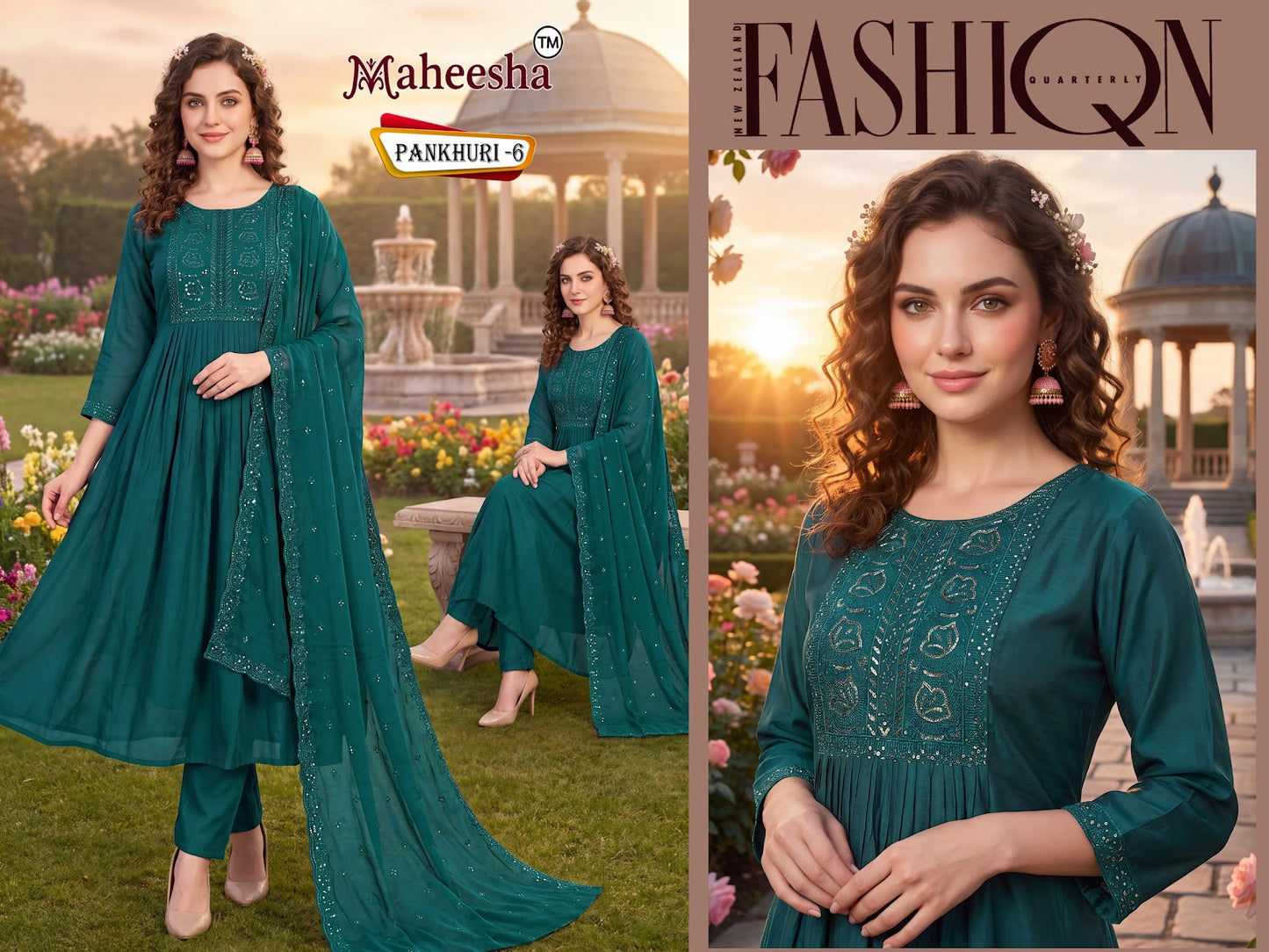 New Colors Pankhuri Maheesha Chanderi Readymade Anarkali Suits Supplier