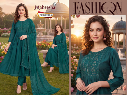 New Colors Pankhuri Maheesha Chanderi Readymade Anarkali Suits Supplier