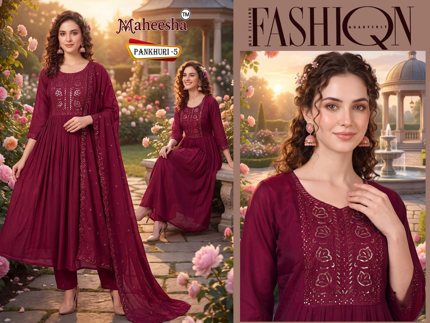 New Colors Pankhuri Maheesha Chanderi Readymade Anarkali Suits Supplier