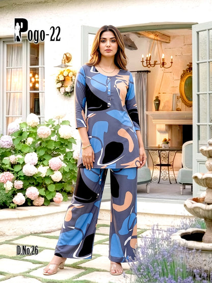 New Colors Pogo 22 Prmnt Rayon Co Ord Set Exporter Gujarat