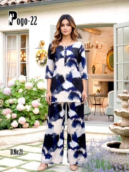 New Colors Pogo 22 Prmnt Rayon Co Ord Set Exporter Gujarat