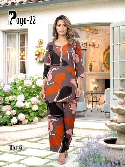 New Colors Pogo 22 Prmnt Rayon Co Ord Set Exporter Gujarat