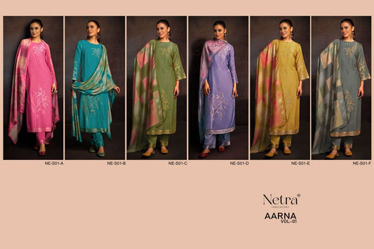 New Colour Aarna Vol 1 Netra Muslin Pant Style Suits Manufacturer India