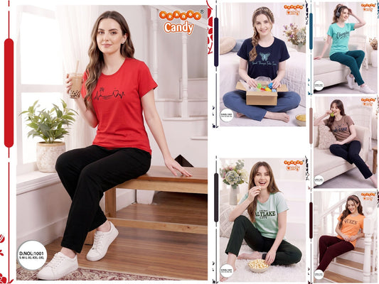 New Colour Design 1001 Orange Candy Pyjama Night Suits Wholesale Rate