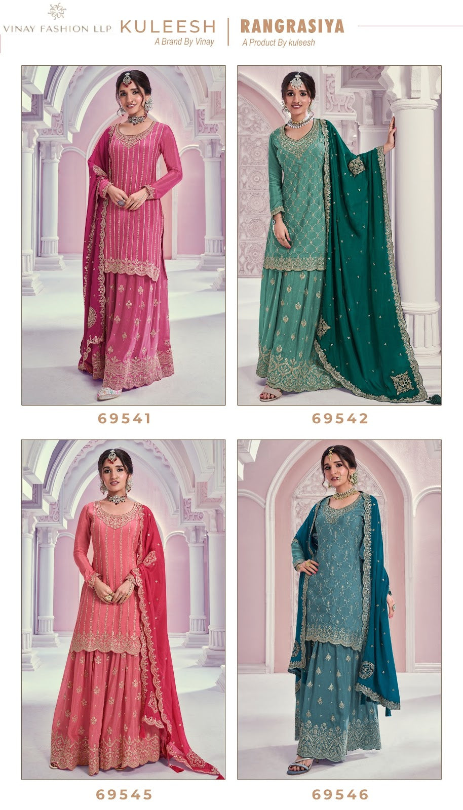 New Colour Rangrasiya Hit List Vinay Fashion Llp Chinnon Sharara Style Suits Supplier