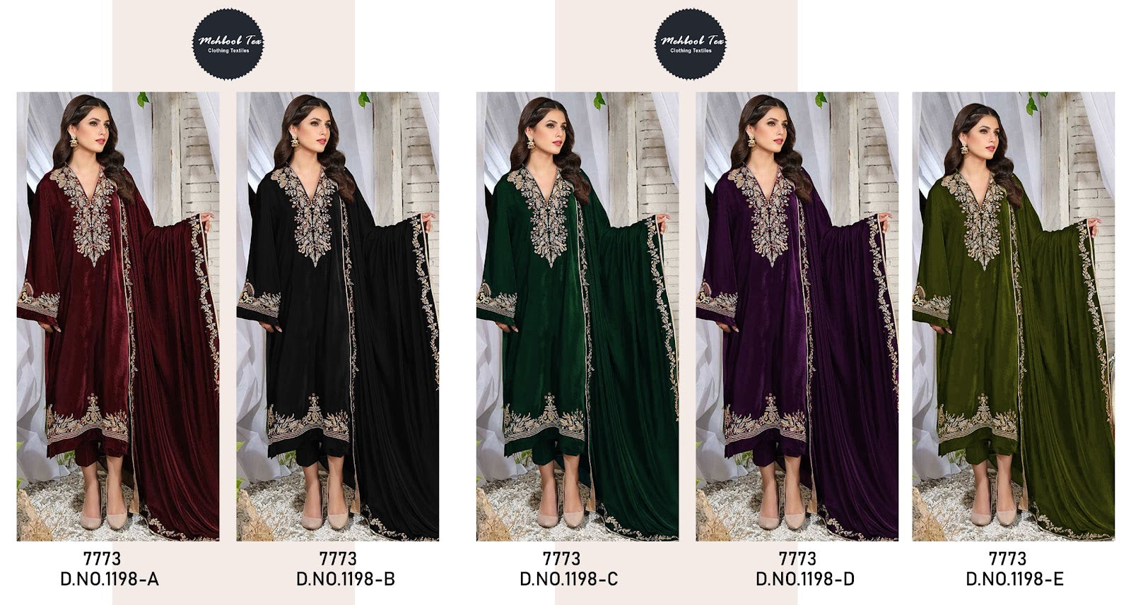 New Colours 1198 Mehboob Tex Velvet Suits Supplier