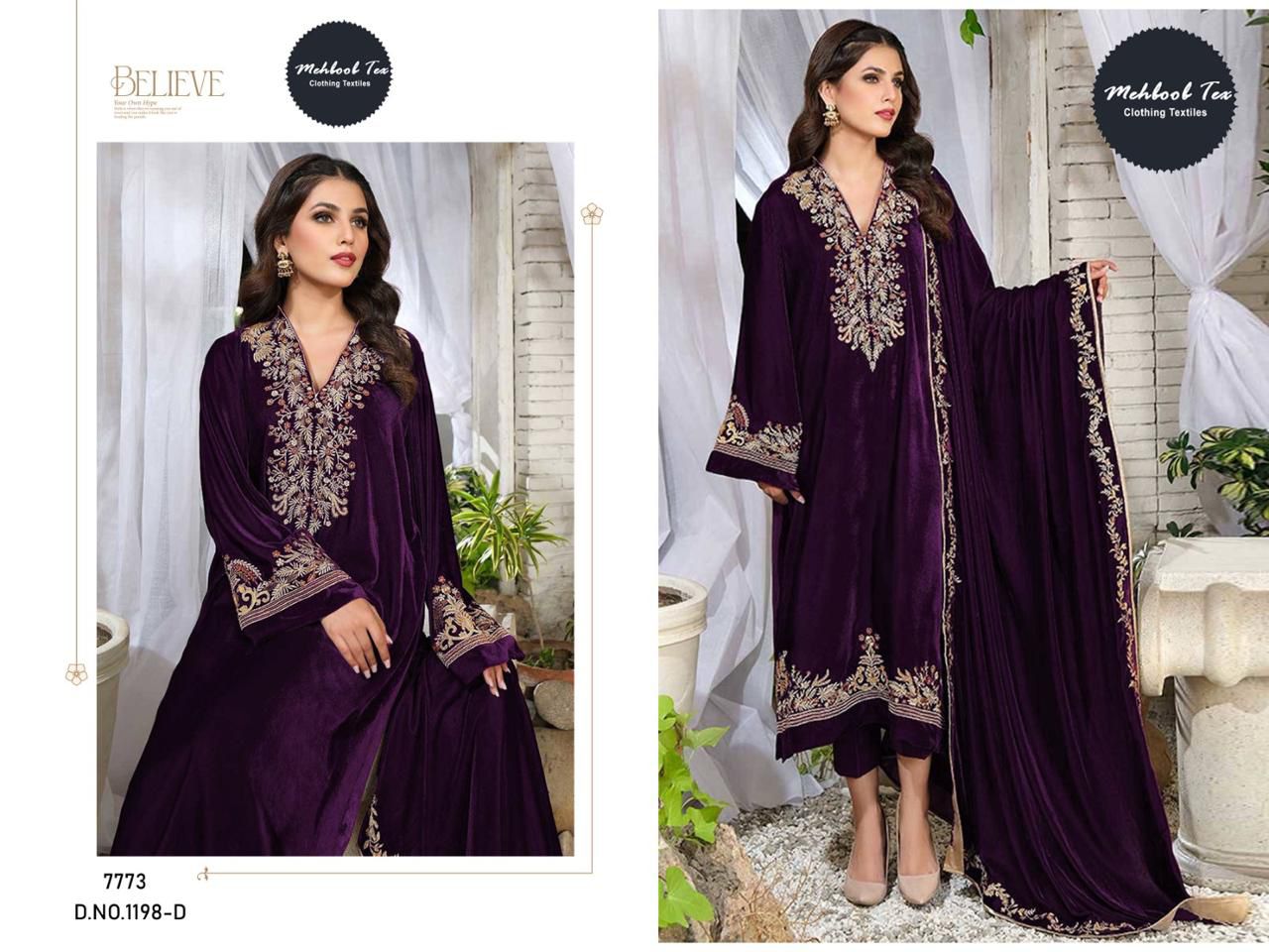 New Colours 1198 Mehboob Tex Velvet Suits Supplier