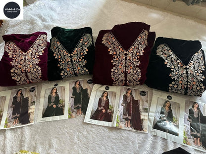 New Colours 1198 Mehboob Tex Velvet Suits Supplier
