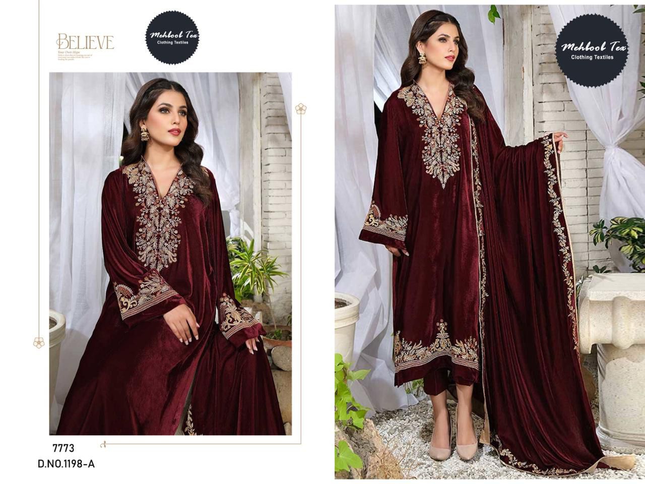 New Colours 1198 Mehboob Tex Velvet Suits Supplier