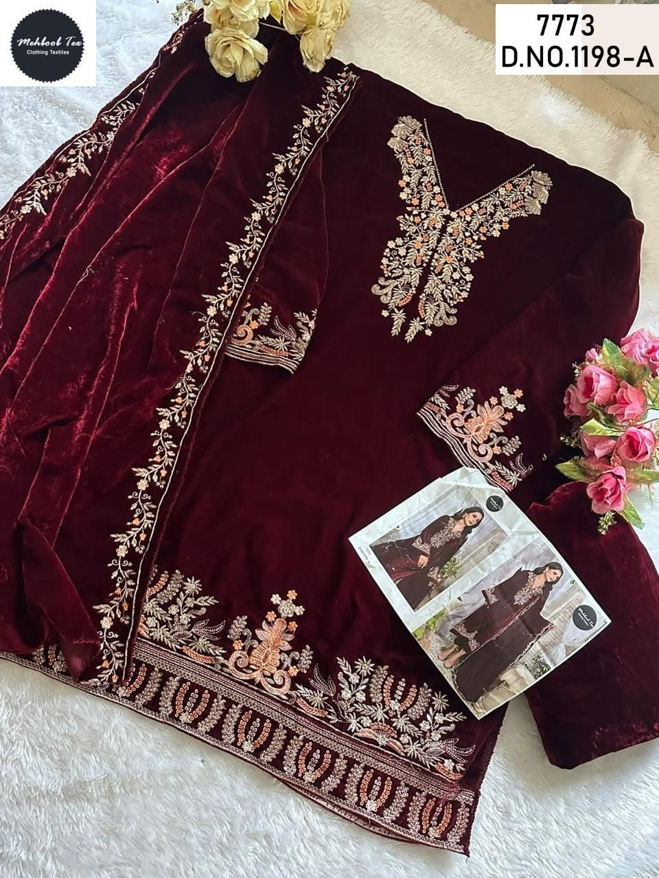 New Colours 1198 Mehboob Tex Velvet Suits Supplier