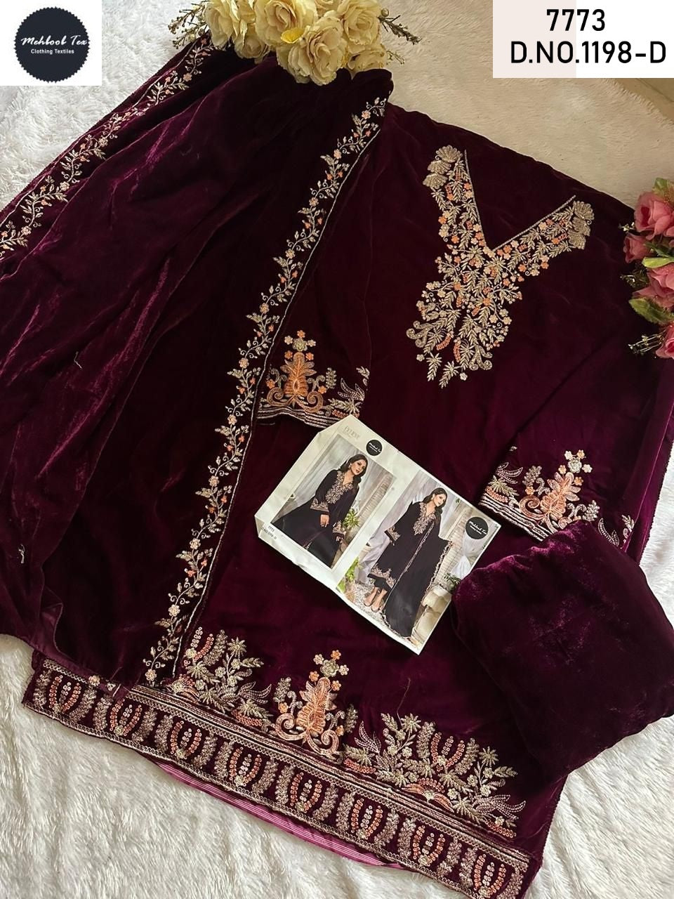 New Colours 1198 Mehboob Tex Velvet Suits Supplier