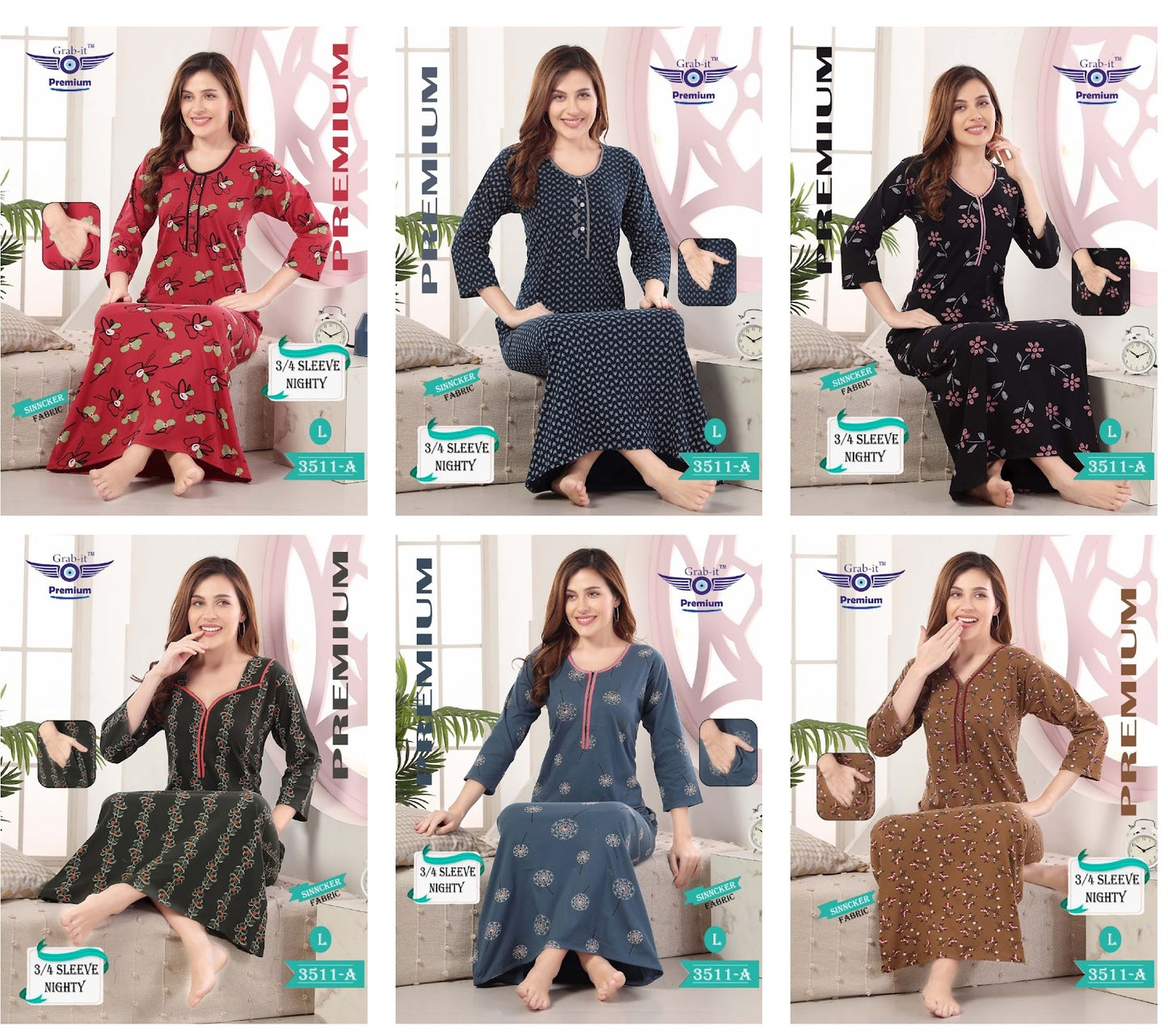 New Colours 3511 A Grab It Sinker Night Gowns Manufacturer