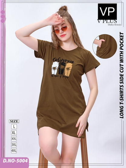 New Colours 5004 Vp Cotton Women Long Tshirt Wholesale Price