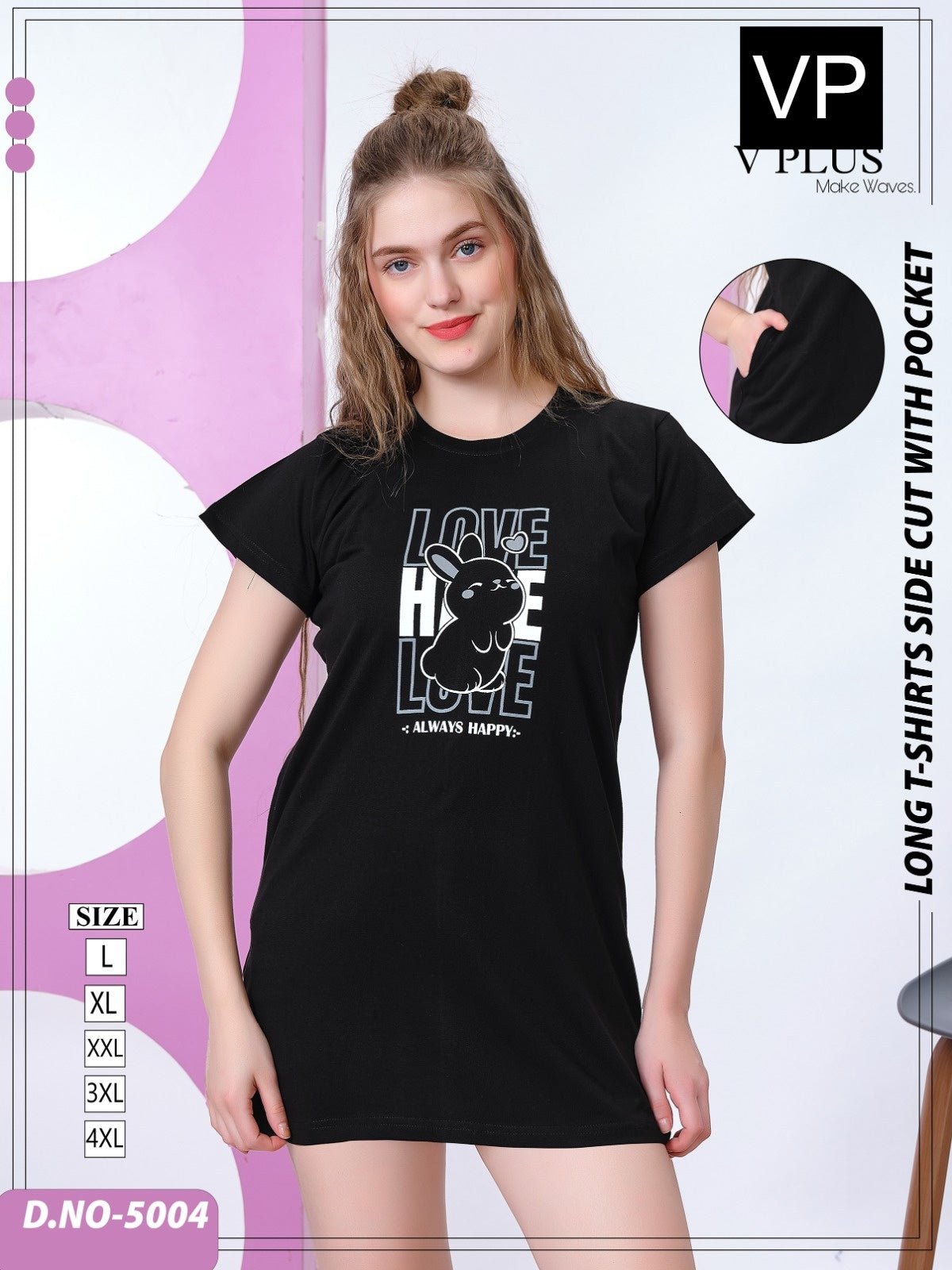 New Colours 5004 Vp Cotton Women Long Tshirt Wholesale Price