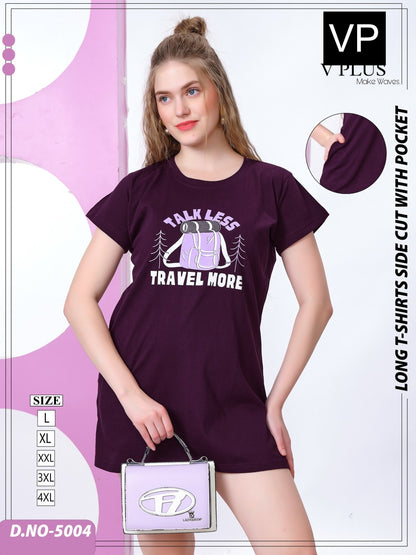 New Colours 5004 Vp Cotton Women Long Tshirt Wholesale Price