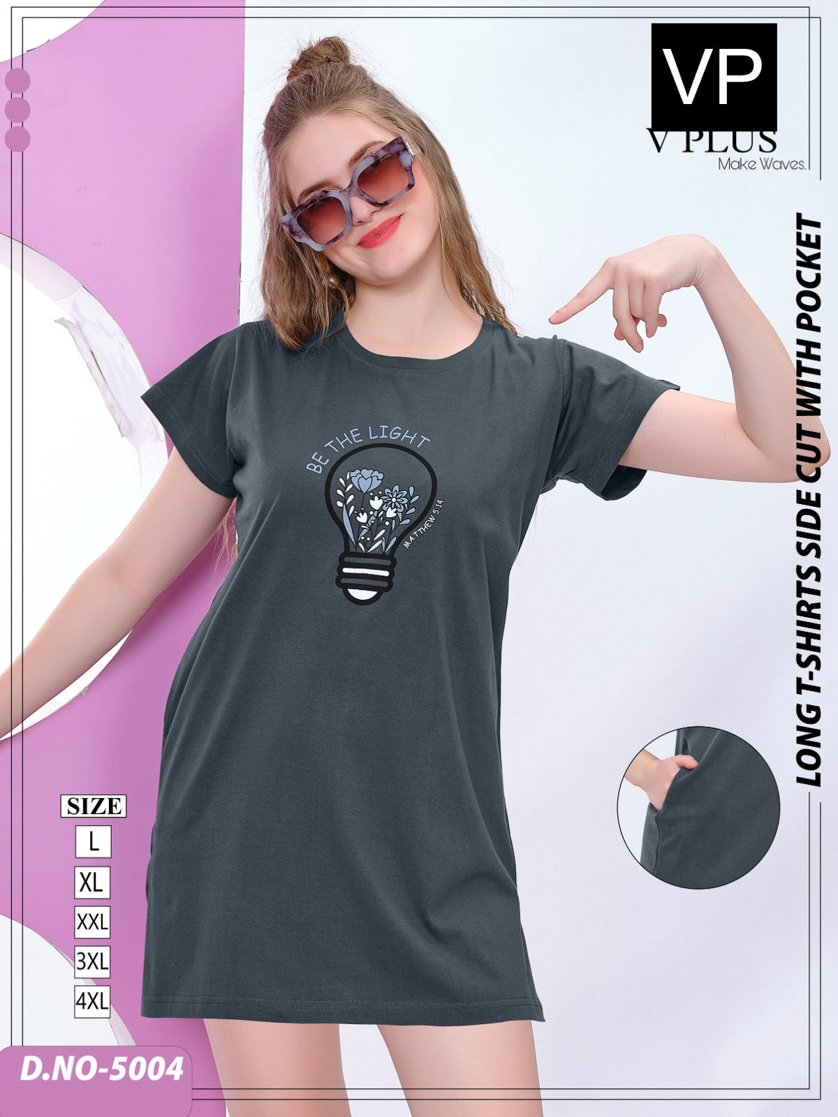 New Colours 5004 Vp Cotton Women Long Tshirt Wholesale Price