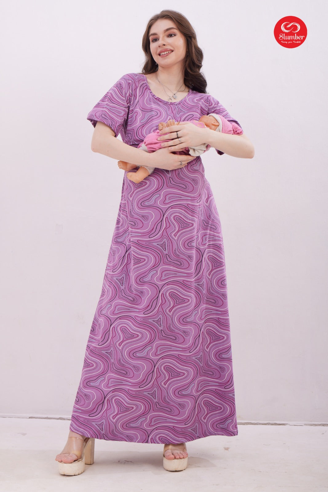 New Colours Gm009 Slumber Cotton Feeding Night Gown Supplier India